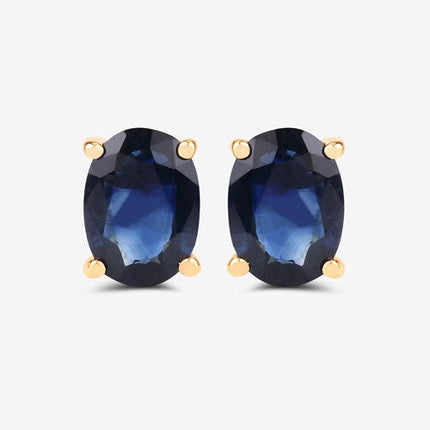 1.90 Carat Genuine Blue Sapphire 10K Yellow Gold Earrings
