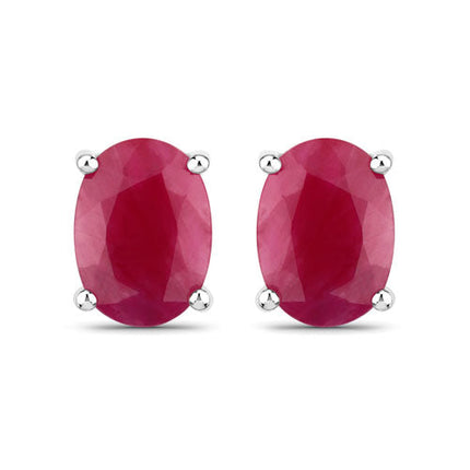 1.70 Carat Genuine Ruby 10K White Gold Earrings
