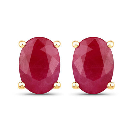 1.70 Carat Genuine Ruby 10K Yellow Gold Earrings