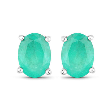 1.44 Carat Genuine Zambian Emerald 10K White Gold Earrings