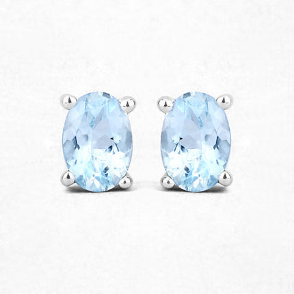 0.72 Carat Genuine Aquamarine .925 Sterling Silver Earrings