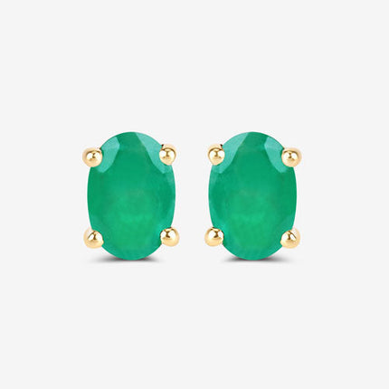 0.88 Carat Genuine Zambian Emerald 10K Yellow Gold Earrings
