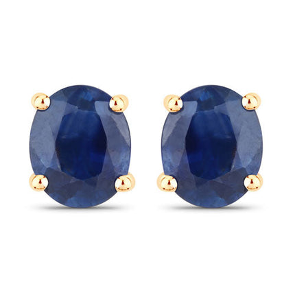 0.68 Carat Genuine Blue Sapphire 14K Yellow Gold Earrings