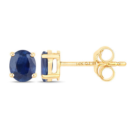 0.68 Carat Genuine Blue Sapphire 14K Yellow Gold Earrings