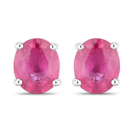 0.60 Carat Genuine Ruby 14K White Gold Earrings