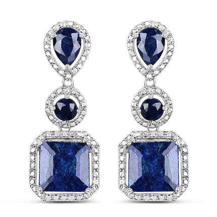 11.62 Carat Dyed Sapphire .925 Sterling Silver Earrings