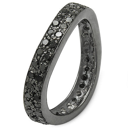 1.11 Carat Genuine Black Diamond .925 Sterling Silver Ring