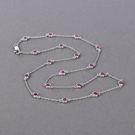 2.34 Carat Genuine Ruby .925 Sterling Silver Necklace