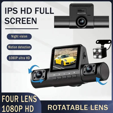 4-Channel Car DVR Dash Cam – 1080P Front, 720P Side & Rear, Night Vision