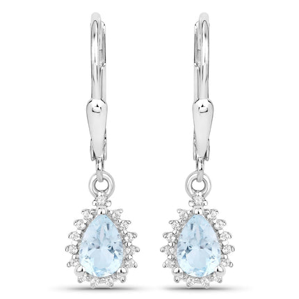 2.00 Carat Genuine Blue Topaz and White Topaz .925 Sterling Silver Jewelry Set