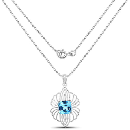 8.18 Carat Genuine Swiss Blue Topaz .925 Sterling Silver Pendant