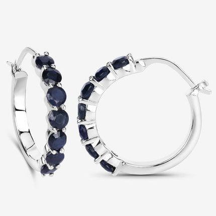 2.66 Carat Genuine Blue Sapphire .925 Sterling Silver Earrings