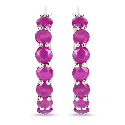 2.80 Carat Genuine Ruby .925 Sterling Silver Earrings