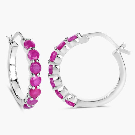 2.80 Carat Genuine Ruby .925 Sterling Silver Earrings