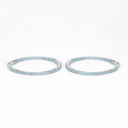 3.60 Carat Genuine Swiss Blue Topaz .925 Sterling Silver Earrings