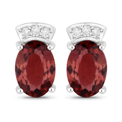 1.35 Carat Genuine Pink Tourmaline and White Diamond 14K White Gold Earrings