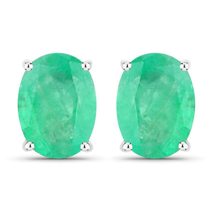 2.40 Carat Genuine Zambian Emerald 10K White Gold Earrings