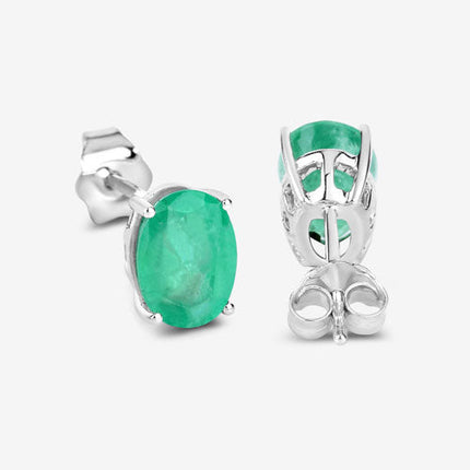 2.40 Carat Genuine Zambian Emerald 10K White Gold Earrings