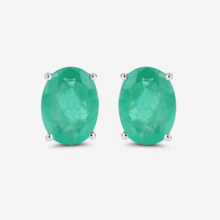 2.40 Carat Genuine Zambian Emerald 10K White Gold Earrings