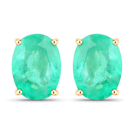 2.40 Carat Genuine Zambian Emerald 10K Yellow Gold Earrings