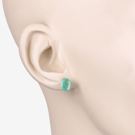 2.40 Carat Genuine Zambian Emerald 10K Yellow Gold Earrings