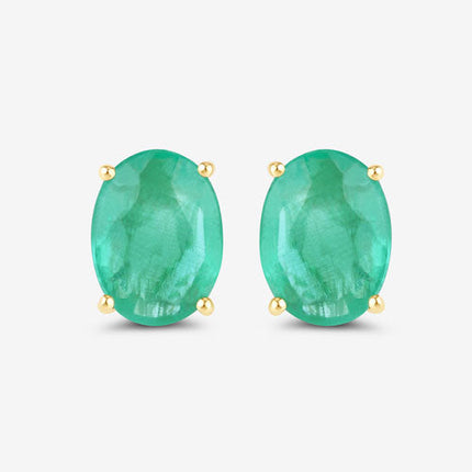 2.40 Carat Genuine Zambian Emerald 10K Yellow Gold Earrings