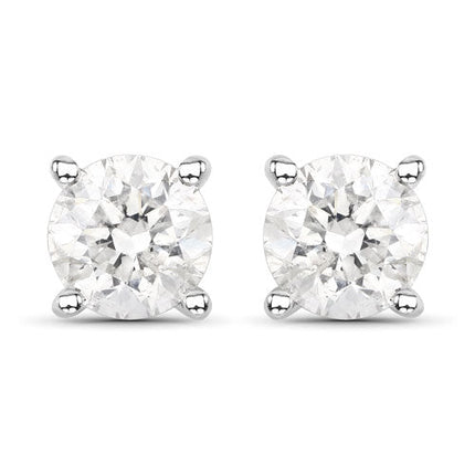 0.80 Carat Genuine White Diamond 14K White Gold Earrings