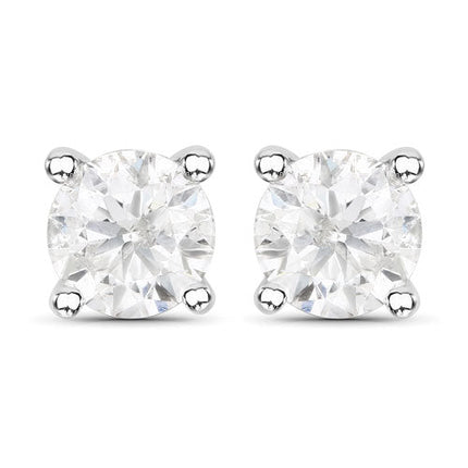 1.02 Carat Genuine White Diamond 14K White Gold Earrings