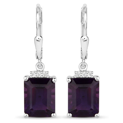 6.63 Carat Genuine Amethyst .925 Sterling Silver Earrings