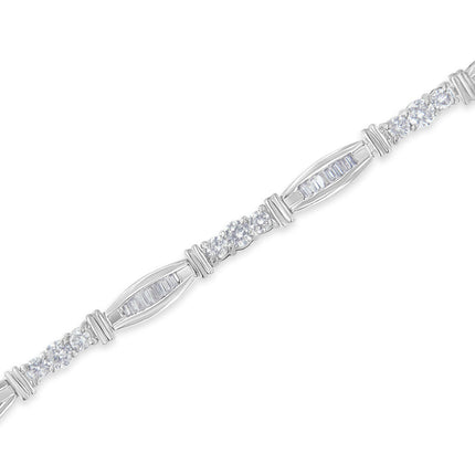 10K White Gold Geometric Pattern Diamond Tennis Bracelet (3 cttw, H-I Color, SI2-I1 Clarity)