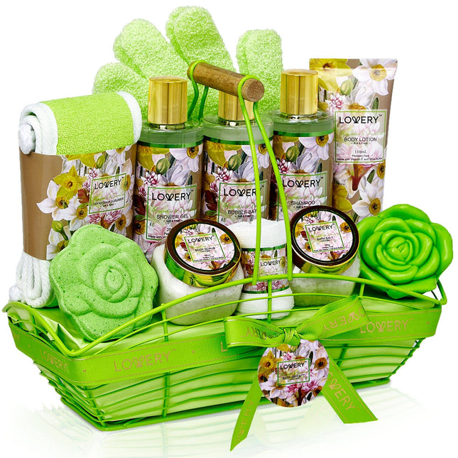 Home Spa Gift Baskets - Magnolia & Jasmine - 13pc Bath set