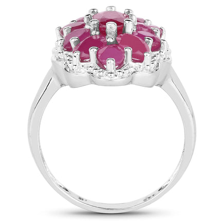 3.05 Carat Glass Filled Ruby .925 Sterling Silver Ring
