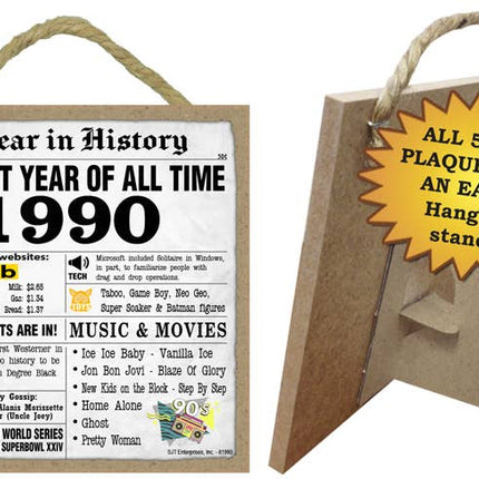 1990 A Year in History Plaques 5" x 5" wood plaque/sign