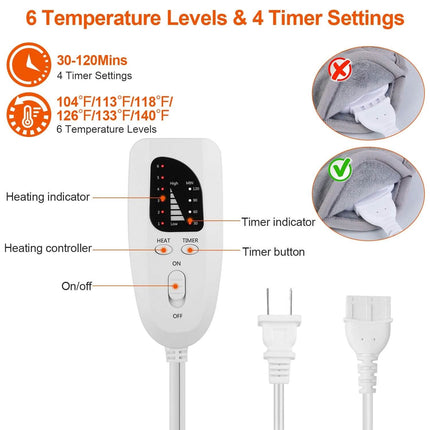 Electric Foot Warmer with 6 Temperature Settings