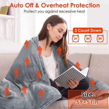 Electric Heated Throw Flannel Heated Blanket
