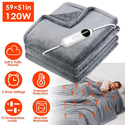 Electric Heated Throw Flannel Heated Blanket