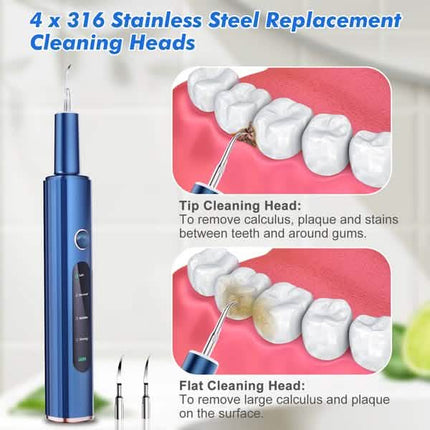 Electric Plaque Remover for Teeth, Rechargeable Teeth Cleaning Kit with 4 Modes