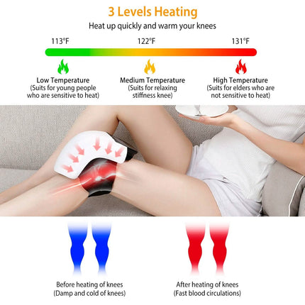 Electric Rechargeable Knee Massager Infrared Heat Pain Relief Therapy