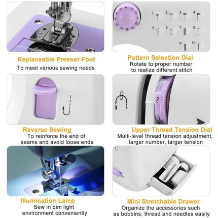 Electric Sewing Machine 12 Stitches with Foot Pedal