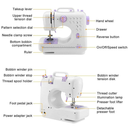 Electric Sewing Machine 12 Stitches with Foot Pedal