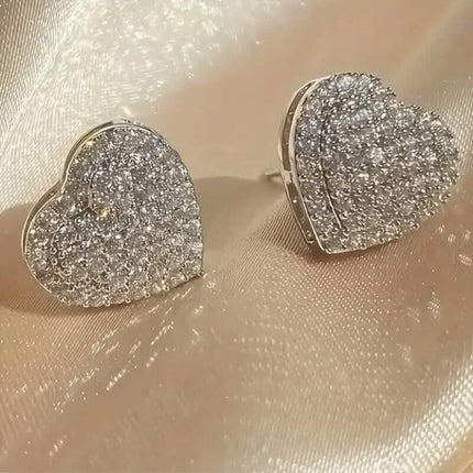 Elegant Heart-Shaped Zirconia Stud Earrings