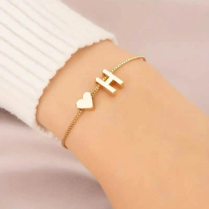 Elegant Love Heart Charm Bracelet - Delicate Minimalist Link Chain
