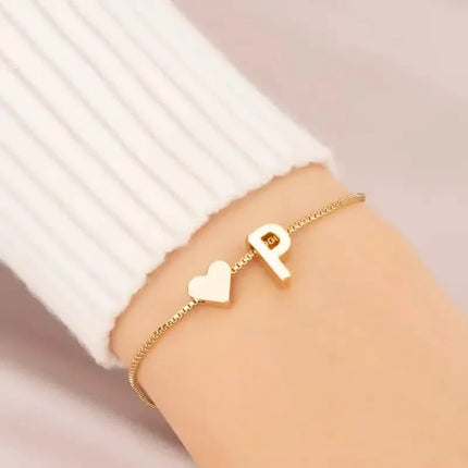 Elegant Love Heart Charm Bracelet - Delicate Minimalist Link Chain