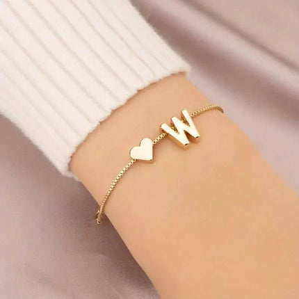 Elegant Love Heart Charm Bracelet - Delicate Minimalist Link Chain