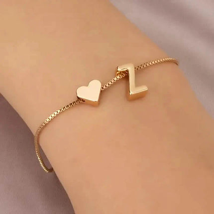 Elegant Love Heart Charm Bracelet - Delicate Minimalist Link Chain