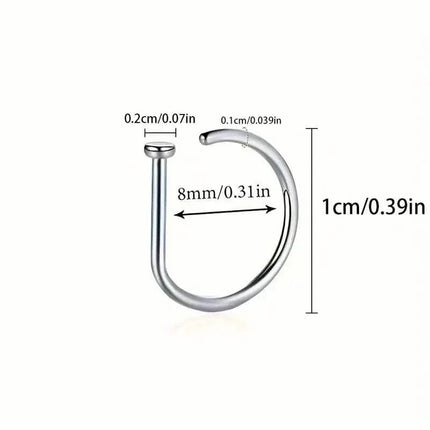 Elegant Punk-Style Stainless Steel Nose Rings - Clip-On Non-Piercing Design