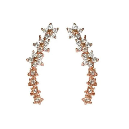 Elegant Star Flower Climber Rhinestone Earrings