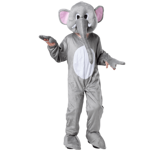 Kids Elephant Mascot Costume with Plush Jumpsuit, Headpiece and Trunk Detail
