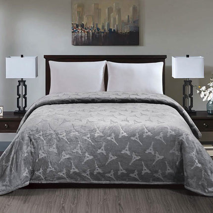 Embossed Premium Flannel Fleece Blanket - Eiffel Tower Design