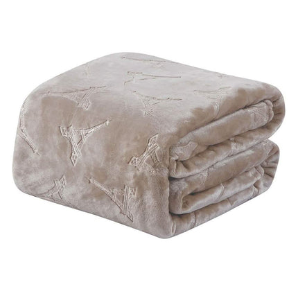 Embossed Premium Flannel Fleece Blanket - Eiffel Tower Design